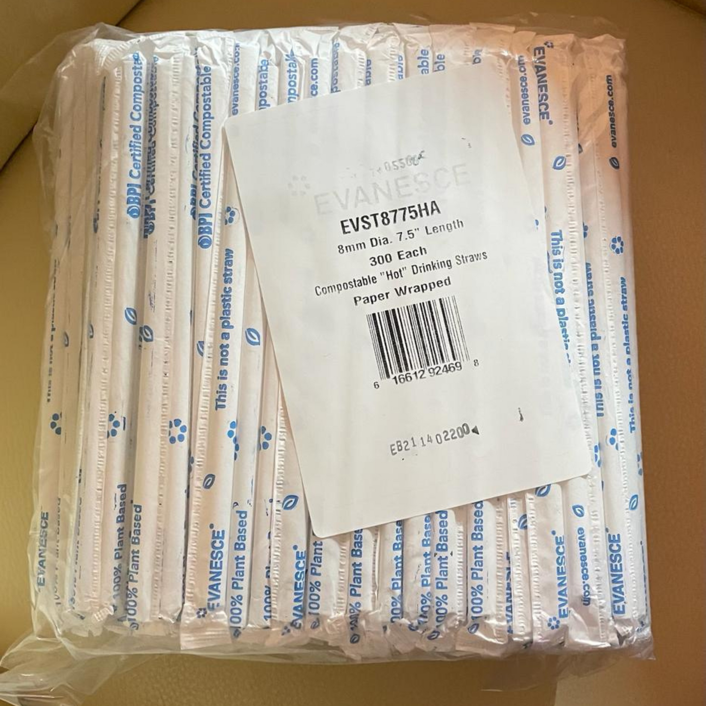 Evanesce Eco-Friendly Compostable Straws - Made from Plants, 100% Biodegradable.