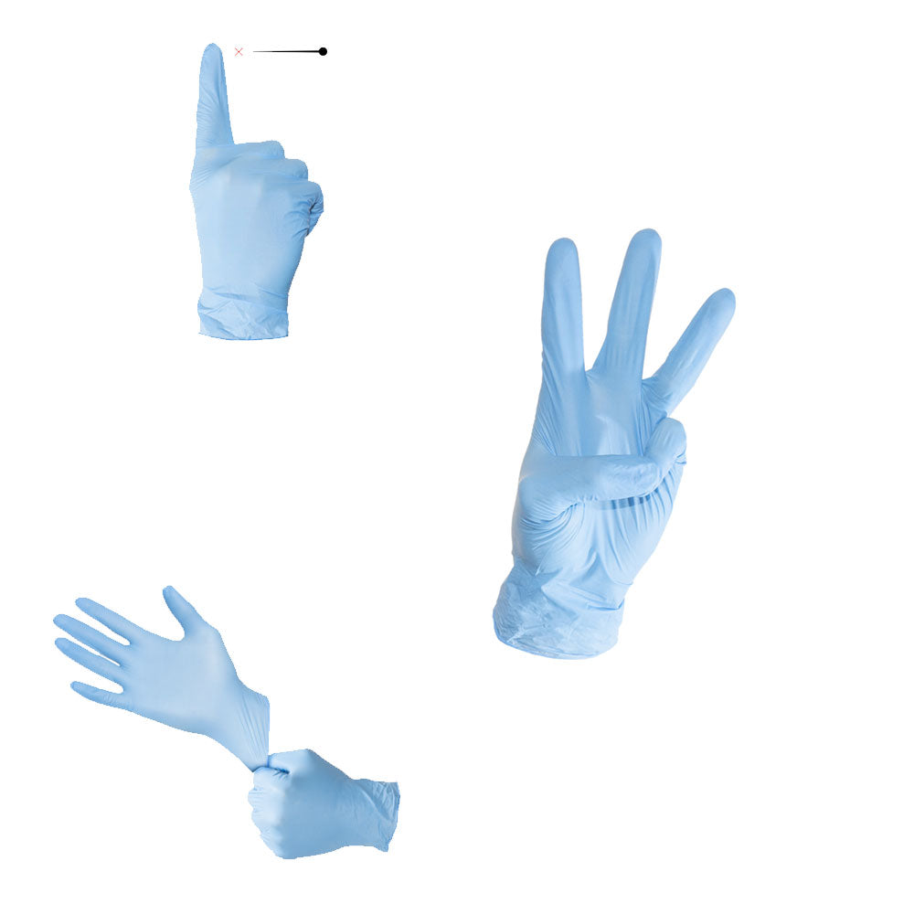 Rhino Natural Rubber Latex Powder Free Examination Gloves - Blue