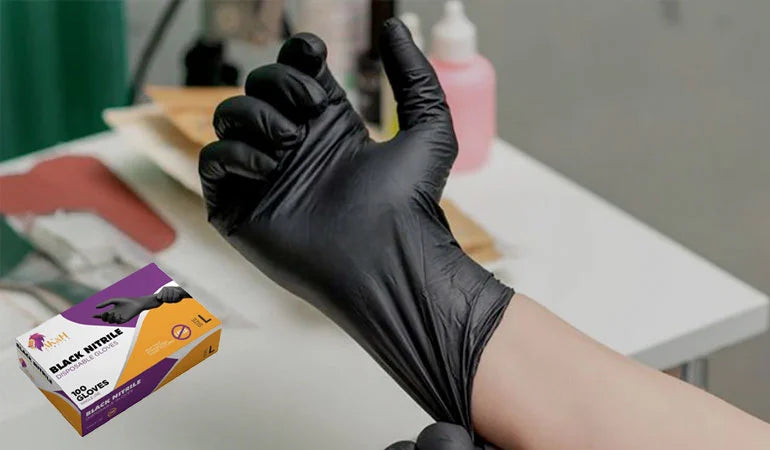 heavy duty black nitrile gloves