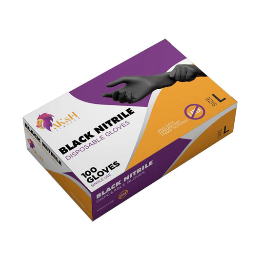 AKH Black Nitrile Disposable Gloves