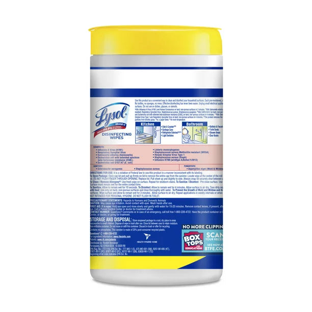 Lysol Disinfecting Wipes Citrus 80 Wipes Flat Pack