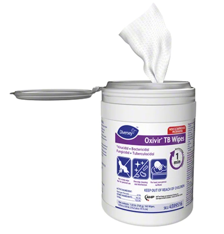 Oxivir TB wipes 160 count container for effective surface cleaning and disinfecting