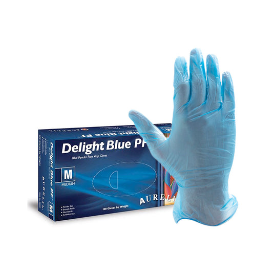 AureliaDelight Blue PF® Powder Free Vinyl Examination Gloves